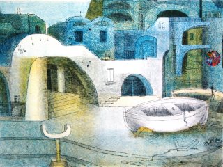 032B - Due Barche (Two Boats) - cm. 50x70 - Litografia (Lithography)